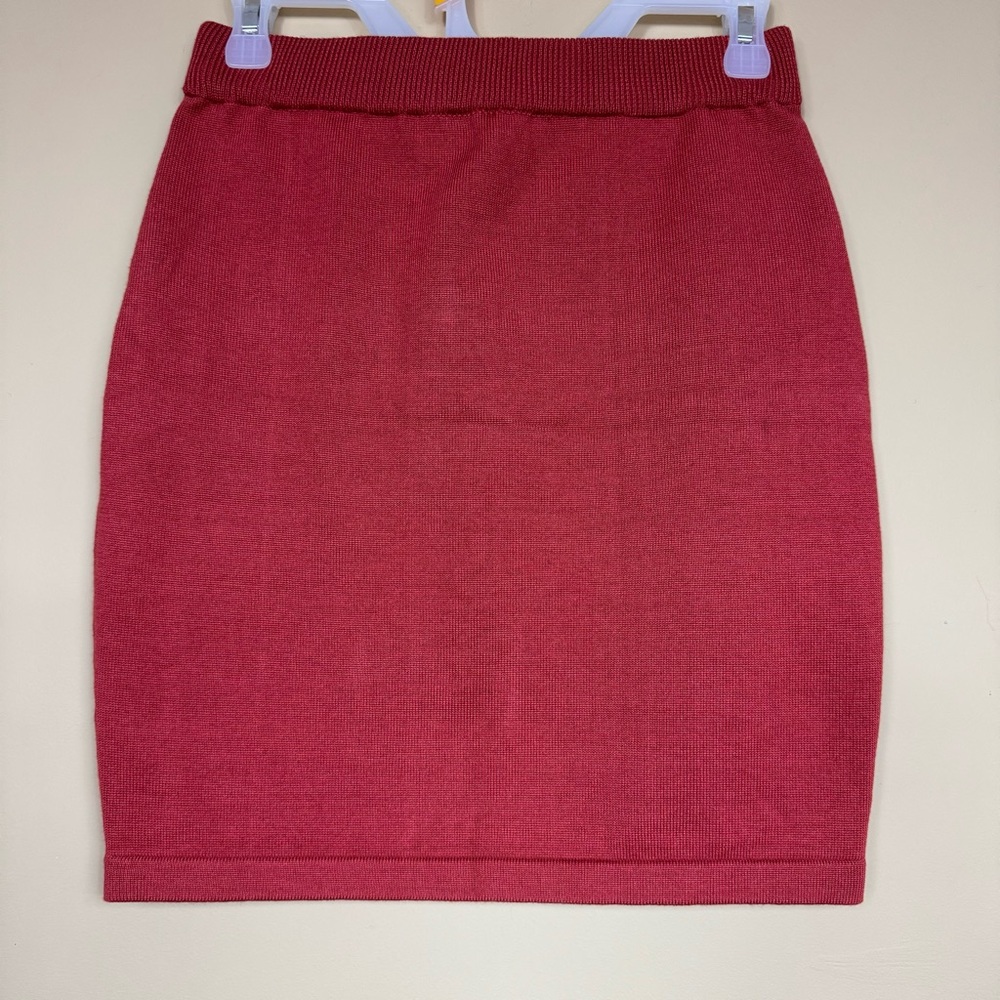 Fashion Elegant Puff Sleeve Knit Skirt Set in Rust Size Small - Picture 13 of 14